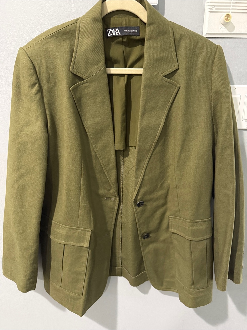 ZARA Olive Green Single-Breasted Blazer